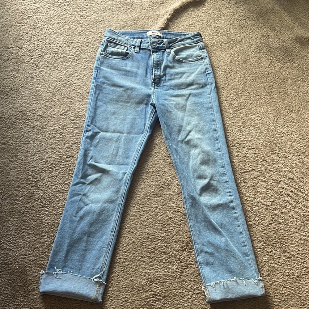 light washed straight leg with no holes! from local boutique